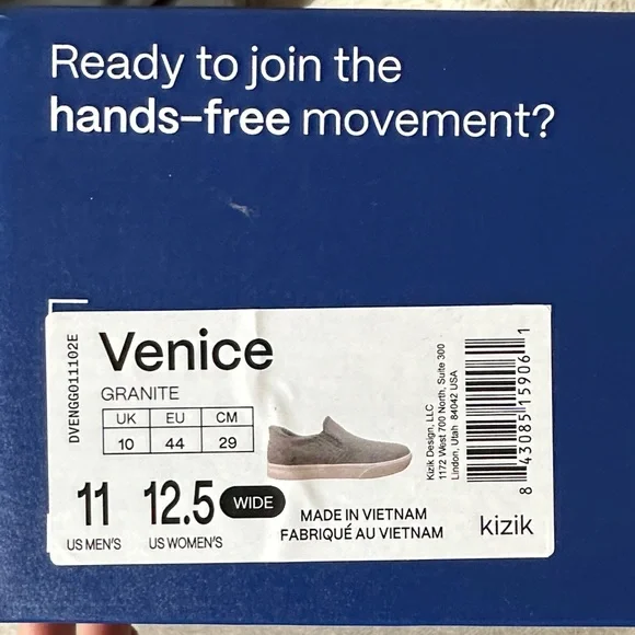 Kizik Men's Venice Slip-On Loafers - Granite 11 WIDE - Picture 2 of 4